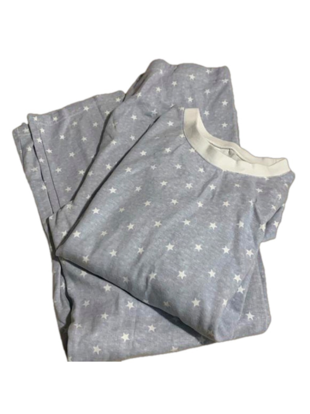 Grey maternity pajamas with white stars see measurements